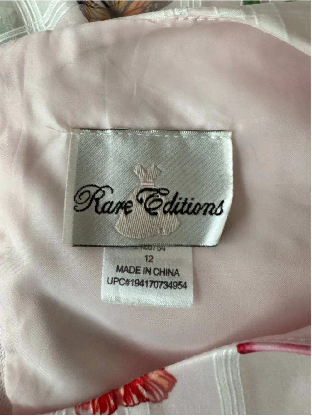 Girls Rare Editions Floral Butterfly Dress Size 12 Pink White